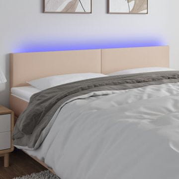 Vidaxl vidaXL LED vzglavje postelje, kapučino, 200x5x78/88 cm, umetno usnje