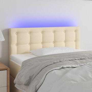 Vidaxl vidaXL Vzglavje postelje z LED zaslonom, kremno, 80x5x78/88 cm, blago