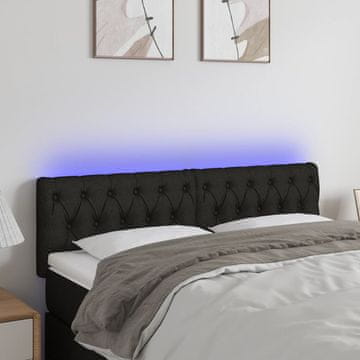 Vidaxl vidaXL Vzglavje postelje z LED diodo črno 144x7x78/88 cm blago