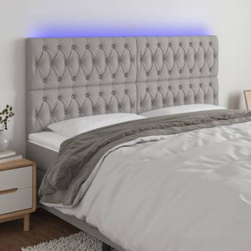 Vidaxl vidaXL Vzglavje postelje z LED svetlo sivo 180x7x118/128 cm blago