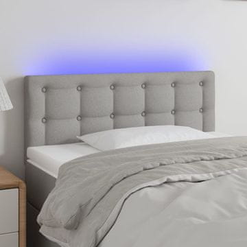 Vidaxl vidaXL Vzglavje postelje z LED svetlo sivo 90x5x78/88 cm blago