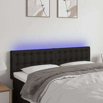 Vidaxl vidaXL Vzglavje postelje z LED diodo črno 144x5x78/88 cm blago