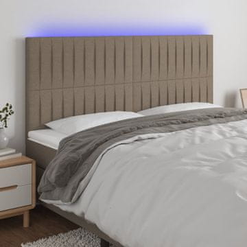Vidaxl vidaXL Vzglavje postelje z LED osvetlitvijo, sivo-rjavo, 200 x 5 x 118/128 cm, blago