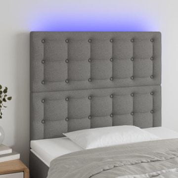 Vidaxl vidaXL Vzglavje postelje z LED diodo temno sivo 80x5x118/128 cm blago