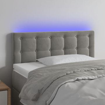 Vidaxl vidaXL Vzglavje postelje z LED svetlo sivo 80x5x78/88 cm žamet