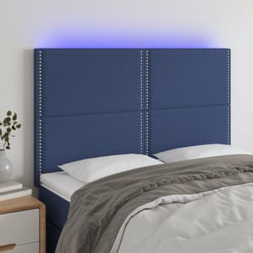 Vidaxl vidaXL Vzglavje postelje z LED modro 144x5x118/128 cm blago