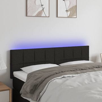 Vidaxl vidaXL Vzglavje postelje z LED diodo črno 144x5x78/88 cm blago