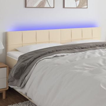 Vidaxl vidaXL Vzglavje postelje z LED diodo, kremno, 200x5x78/88 cm, blago