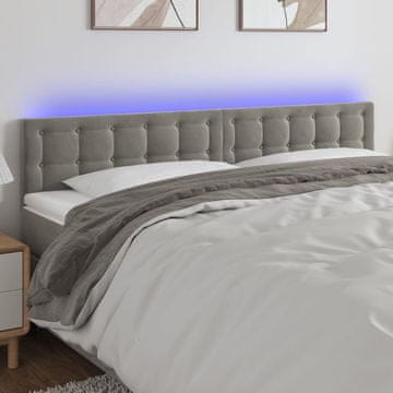 Vidaxl vidaXL Vzglavje postelje z LED svetlo sivo 160x5x78/88 cm žamet