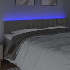 Vidaxl LED posteljno vzglavje svetlo sivo 160x5x78/88 cm žamet