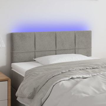 Vidaxl vidaXL Vzglavje postelje z LED svetlo sivo 100x5x78/88 cm žamet