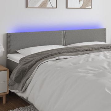 Vidaxl vidaXL Vzglavje postelje z LED diodo temno sivo 180x5x78/88 cm blago