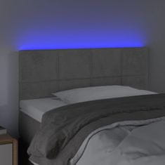Vidaxl LED posteljno vzglavje svetlo sivo 90x5x78/88 cm žamet