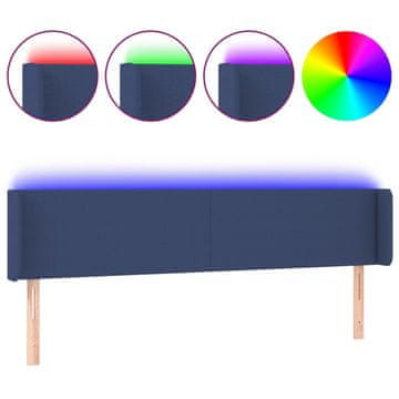 Vidaxl LED posteljno vzglavje modro 183x16x78/88 cm blago