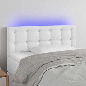 Vidaxl vidaXL Vzglavje postelje z LED diodo belo 90x5x78/88 cm umetno usnje