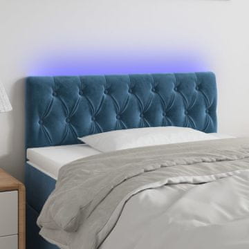 Vidaxl vidaXL Vzglavje z LED svetlobo temno modro 90x7x78/88 cm žametno