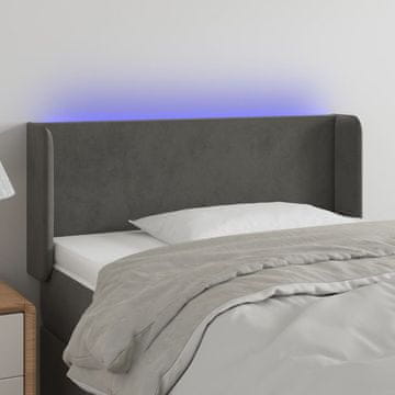 Vidaxl vidaXL Vzglavje postelje z LED diodo temno sivo 83x16x78/88 cm žamet