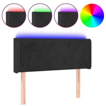 Vidaxl LED posteljno vzglavje črno 93x16x78/88 cm žamet