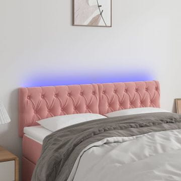 Vidaxl vidaXL Vzglavje postelje z LED svetlobo roza 160x7x78/88 cm žamet