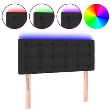 Vidaxl LED posteljno vzglavje črno 100x5x78/88 cm umetno usnje