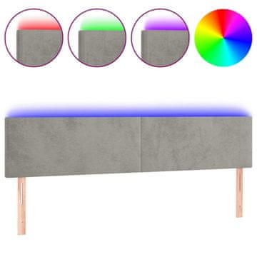 Vidaxl LED posteljno vzglavje svetlo sivo 200x5x78/88 cm žamet