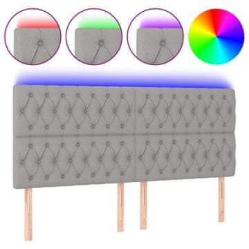 Vidaxl LED posteljno vzglavje svetlo sivo 200x7x118/128 cm blago