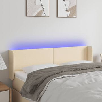 Vidaxl vidaXL Vzglavje postelje z LED diodami kremne barve 147x16x78/88 cm blago
