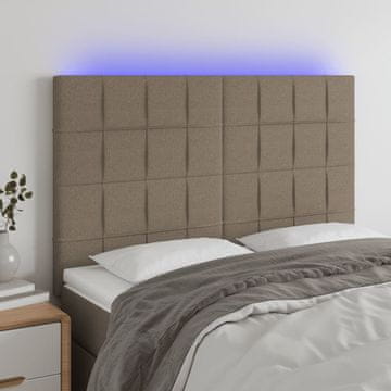 Vidaxl vidaXL Vzglavje postelje z LED osvetlitvijo, sivo-rjavo, 144x5x118/128 cm, blago