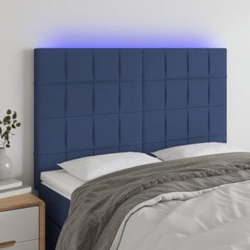 Vidaxl vidaXL Vzglavje postelje z LED modro 144x5x118/128 cm blago