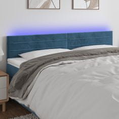 shumee vidaXL LED posteljno vzglavje temno modro 180x5x78/88 cm žamet