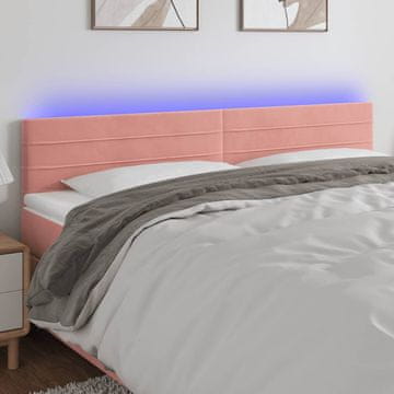 Vidaxl vidaXL Vzglavje postelje z LED svetlobo roza 160x5x78/88 cm žamet