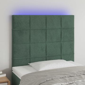 Vidaxl vidaXL Vzglavje postelje z LED diodo temno zeleno 90x5x118/128 cm žametno
