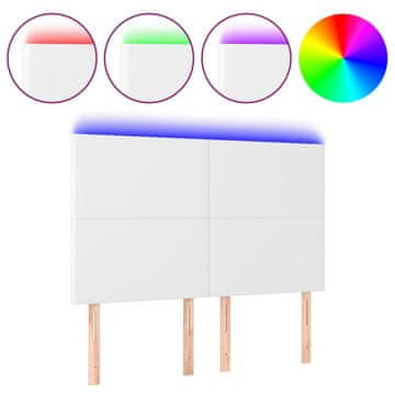 Vidaxl LED posteljno vzglavje belo 144x5x118/128 cm umetno usnje