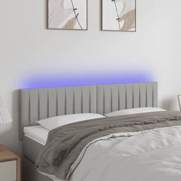 Vidaxl vidaXL Vzglavje postelje z LED svetlo sivo 144x5x78/88 cm blago