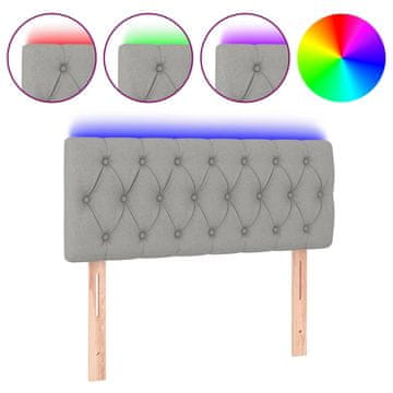 Vidaxl LED posteljno vzglavje svetlo sivo 90x7x78/88 cm blago