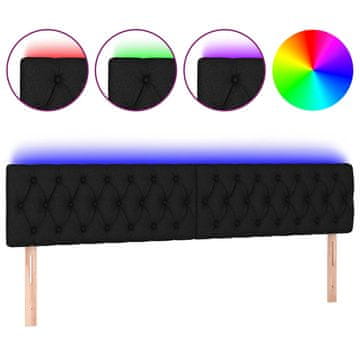 Vidaxl LED posteljno vzglavje črno 180x7x78/88 cm blago