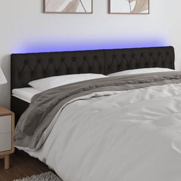 Vidaxl vidaXL Vzglavje postelje z LED diodo črno 180x7x78/88 cm blago