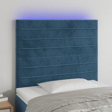 Vidaxl vidaXL Vzglavje postelje z LED diodo temno modro 90x5x118/128 cm