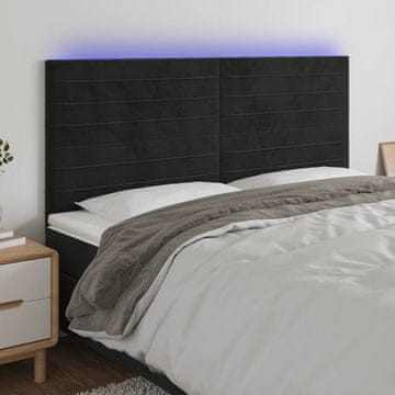 Vidaxl vidaXL Vzglavje postelje z LED diodo črno 180x5x118/128 cm žamet