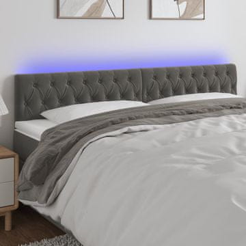 Vidaxl vidaXL Vzglavje postelje z LED diodo temno sivo 200x7x78/88 cm žametno