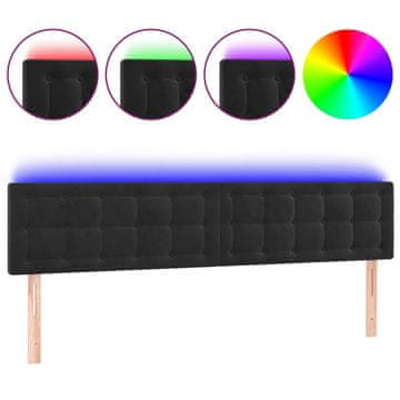 Vidaxl LED posteljno vzglavje črno 200x5x78/88 cm žamet