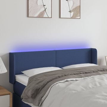 Vidaxl vidaXL Vzglavje postelje z LED modro 147x16x78/88 cm blago