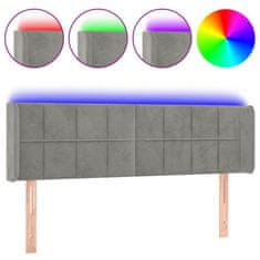 Vidaxl LED posteljno vzglavje svetlo sivo 147x16x78/88 cm žamet