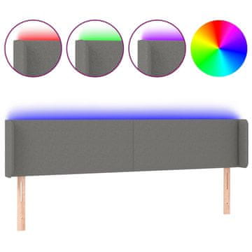 Vidaxl LED posteljno vzglavje temno sivo 203x16x78/88 cm blago