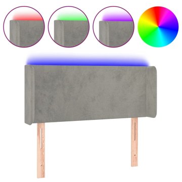 Vidaxl LED posteljno vzglavje svetlo sivo 103x16x78/88 cm žamet