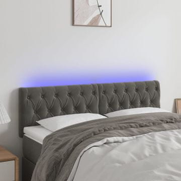 Vidaxl vidaXL Vzglavje postelje z LED diodo temno sivo 160x7x78/88 cm žametno