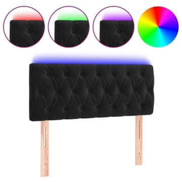 Vidaxl LED posteljno vzglavje črno 100x7x78/88 cm žamet