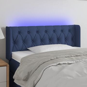 Vidaxl vidaXL Vzglavje postelje z LED modro 93x16x78/88 cm blago