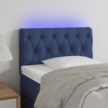 Vidaxl vidaXL Vzglavje postelje z LED modro 80x7x78/88 cm blago