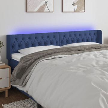 Vidaxl vidaXL Vzglavje postelje z LED modro 183x16x78/88 cm blago